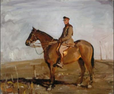 Jack Seely on his war horse Warrior